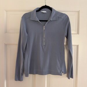Reiss Light Blue Long Sleeve Quarter-Zip Top